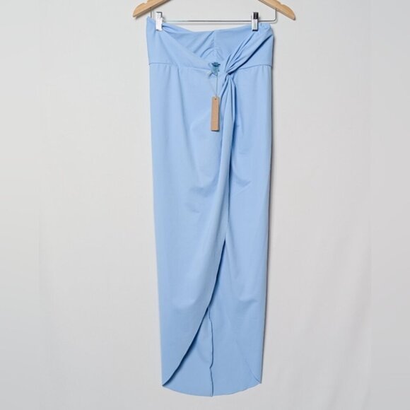 NWT SKIMS Recycled Swim Sarong Skirt Midi Slit Iris Blue Cover Up Medium M - Picture 7 of 12